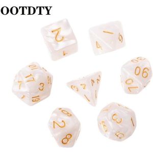 Ootdty 7Pcs Polyhedrale Dobbelstenen Gold Nummers Voor Dragon Pathfinder D20 D12 2xD10 D8 D6 D4 Polyhedral Game Dices
