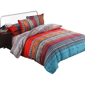 Dekbedovertrek Bohemian Dekbedovertrek Set Chic Bloemen Gestreepte Beddengoed Set Super Zachte Vezel Dubbelzijdig Quilt cover