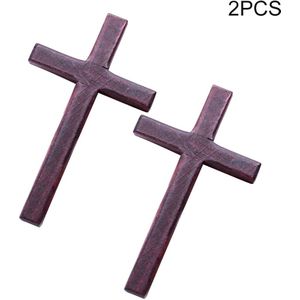 2 Stuks Office Religieuze Charm Bid Kruisbeeld Jezus Christus Ornamenten Voor Zondag School Huis Handgemaakte Houten Kruisen Effen