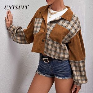 Y2K Herfst En Winter Losse Casual Straat Corduroy Plaid Stiksels Revers Korte Jas Skateboard Sport Korte Losse Losse Jas