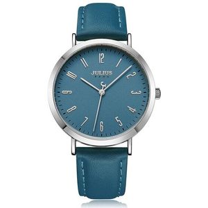 Julius Grote Wijzerplaat Snoep Kleur Eenvoudige Vrouw Horloge Mode Lederen Waterdichte Quartz Horloges Casual Student Horloge Meisje