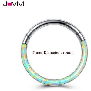 Jovivi Rvs 16G Twist Scharnierende Clicker Neus Septum Ring Synthetische Opal Hoop Wenkbrauw Lip Oor Ringen Body Piercing sieraden