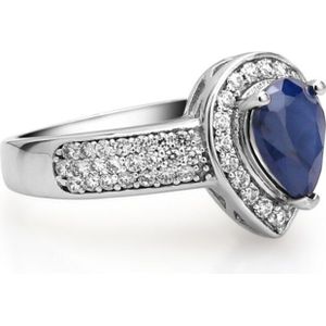 GEM'S BALLET Natuurlijke Blauwe Saffier Edelsteen Oorbellen Ring Set 925 Sterling Zilveren Vintage Sieraden Sets Voor Vrouwen Fijne Sieraden