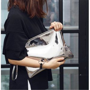Spiegel Koreaanse Mode Reflecterende Vrouwen Handtas Clutch Tas Lederen Grote Zilveren Party Club Purse Pouch Bolsas sac a main