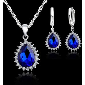 Water Hangers Kettingen Oorbellen Set Voor Vrouwen Bruiloft 925 Sterling Zilveren Zirconia Sieraden Sets Anniversary