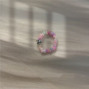 Mooie Zomer Koreaanse Kleurrijke Transparante Kralen Vlinder Bloemen Ringen Voor Vrouwen Party Sieraden