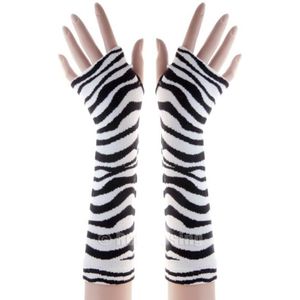 Zebra trui lady girl Sexy Disco dance costume party kant vingerloze lange handschoenen