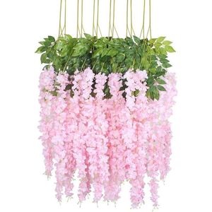 12 Stuk Rayon Wisteria 3.6 Voeten Guirlande Wisteria Snaren Familie Party Bruiloft Decoratie (Licht Roze)