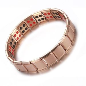 Vrouwen Polsband Rvs Elastische Verstelbare Zwart Rose Goud Kleur Germanium Magnetische Armband Voor Mannen Gezondheid Sieraden