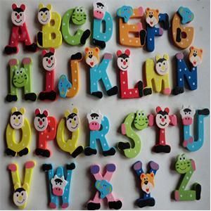 26Pcs Koelkast Magnetss Set Voor Kids Baby Kid 1Pcs Unisex Kids Educatief Speelgoed Houten Letters Alfabet Koelkast magneet