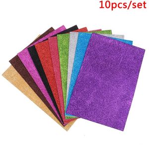 10 stks Kleur Willekeurige Diy Card A4 Lakens Vaste Glitter Enkelzijdige Craft Glitter Papier