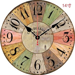 Creatieve Retro Grote Wandklok Vintage Klokken Hout Stille Muur Horloge Shabby Chic Grote Keuken Klok Relogio De Parede d080
