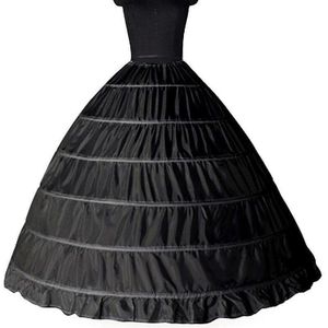 Yuluosha Bruiloft Accessoires Petticoat Lange Crinoline Onderrok 6 Hoops Rok Petticoat Rood Tulle Dress Bridal Lolita Petticoat