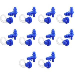 10 Stk/set Waterdichte Zwemmen Duiken Surf Water Sport Bescherming Oordopjes Neusklem Zwemmen Zwembad Gear Accessoire Zachte Siliconen