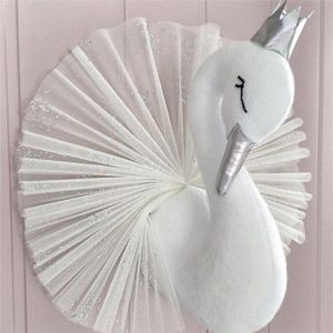 Swan Muur Decoratie Flamingo Ballet Tule Pop Gouden Kroon Zwaan Knuffels Dier Hoofd Muur Decor Babykamer
