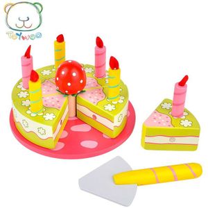 Gesneden Fruit Speelgoed Slicer Magnetische Fruit Cake Combinatie Hout Kinderen Meisje Mannen Speelhuis Verjaardagstaart