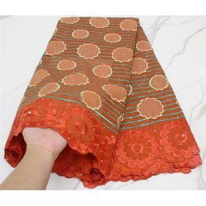 Pgc Afrikaanse Kant Stof Wit Zwitserse Voile Katoen Naaien Geborduurde Jurk Voor Vrouwen YA4438B-3