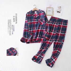 Fall Winter Mannen Rad Plaid Pyjama Set Comfort Losse Grote Size Turn-Down Kraag Nachtkleding Volledige Mouw + Broek 2 Stuks Homewear