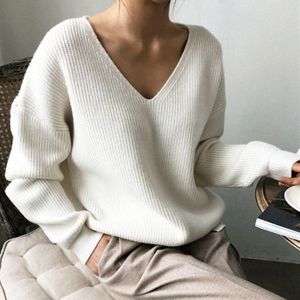 Colorfaith Winter Lente Vrouwen Knitwear Sexy V-hals Minimalistische Tops Koreaanse Onregelmatige Zoom Gebreide Casual Truien SW8112