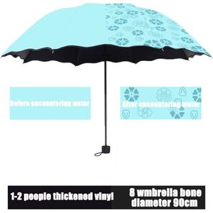 Ladies'sunshine Paraplu Bloesems In Water Veranderingen Kleur Parasol Paraplu Triple Fold Zwart Rubber Zonnebrandcrème Uv Vrouw Paraplu