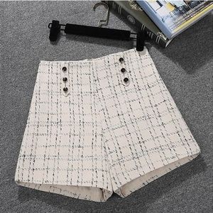 Winter Herfst Vrouwen Mode Plaid Shorts Vrouwelijke Causale Koreaanse Stijlen Elegante Sexy Warm Basic Wollen Slim Shorts Q148