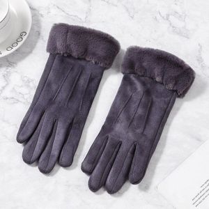 Vrouwen Handschoenen Winter Touchscreen Vrouwelijke Suede Furry Warm Volledige Vinger Handschoenen Lady Winter Outdoor Sport Rijden Handschoenen