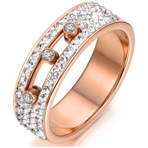 Lokaer Klassieke Mozaïek Clay Rhinestone Crystal Ringen Bangle Sets Titanium Staal Rose Gouden Kleur Bruiloft Sieraden Voor Vrouwen SE022