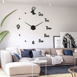 Moderne 3d Diy Acryl Spiegel Grote Wandklok Horloge Stille Digitale Clockneedle Quartz Sticker Thuis Wall Decor