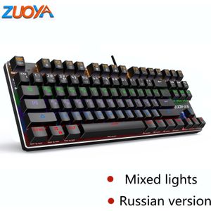 Zuoya 87KEY Mechanische Gaming Toetsenbord Rgb Backlit Usb Wired Rode Schakelaar Anti-Ghosting Voor Gamer Pc