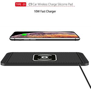 10W 7.5W 5W Auto Qi Draadloze Snelle Opladen Dock Station Non-Slip Siliconen Pad Voor Samsung iphone Xiaomi Huawei Draadloze Oplader