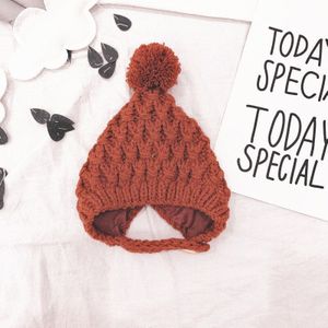 Style Children Wool Hat Small Ball Kids Knitted Caps 5 Color Girl Winter Accessories Hook Flower Babies Warm All Match Cap