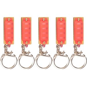 5 Stuks 4 Hole 8 Tone Miniharmonica Sleutelhanger Key Ringen Speelgoed Oranje Voor Muziek Muziekinstrument Kids Kinderen Minnaar