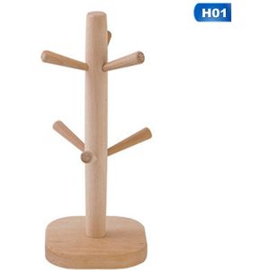 Houten Koffie Bekerhouder Beukenhout Boom Stand Rack 6 Cup Mok Houder Aanrecht Pantry Stands Mok Planken Hanger Keuken display