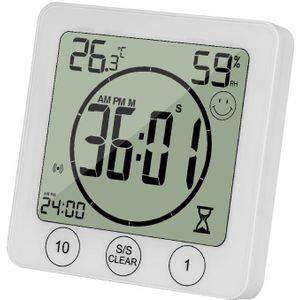 Lcd Badkamer Wandklok Temperatuur Vochtigheid Countdown Waterdichte Douche Timer