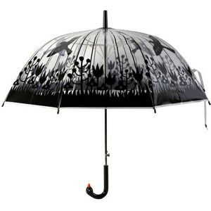 Milieuvriendelijke Sterke Volwassen Creatieve Non-Slip Handvat Zwarte Birdcage Volwassen Lange Steel Transparante Paraplu