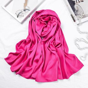 Lange Sjaals Sjaals Effen Kleur Zijde Satijn Hijab Sjaal Voor Vrouwen Elegante Sjaal Vrouwelijke 70*190 Cm Grote poncho Sjaals Voor Dames