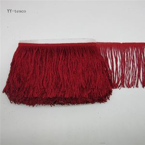YY-tesco 1 Yards 15 cm Breed Wijn rood Kant Fringe Trim Tassel Fringe Trimmen Voor Latin Jurk Stage kleding Accessorie Lace Lint
