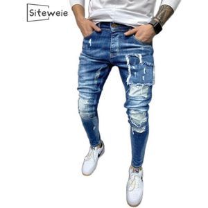 Siteweie Jeans Voor Mannen Gescheurde Jeans Casual Slim Fit Heren Skinny Jeans Homme Motor Biker Hiphop Rits broek L524