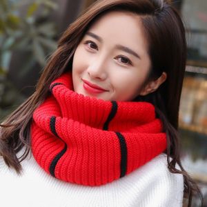 Luxe Gestreepte Winter Warm Knit Neck Warmer Infinity Sjaal voor Vrouwen Man Winter Dubbele Cirkel Loop Sjaals Sjaals Ring Wraps