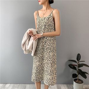 Nachthemden Vrouwen Sexy Nachtkleding Mouwloze Leopard Casual Losse Chic Zomer Lange Stijl Ins Harajuku Koreaanse Mode Comfort