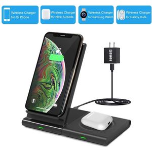 Dual Draadloze Oplader, afneembare Wireless Charging Stand Pad Voor Iphone 11Pro Max/Se/Xr/X/10/8 Plus, airpods Pro,Samsung S20/S10