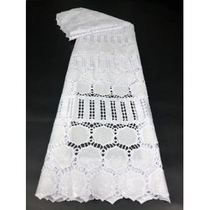 Pure White Nigeria Kant Stof Kant Guipure Koord Kant Stof Sequin Lace Stof 5 Yards Bruiloft