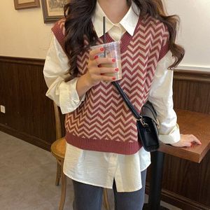 Trui Vest Vrouwen V-hals Effen Alle-Match Koreaanse Stijl Preppy Casual Womens Chic Losse Herfst Mode Breien Vesten Ulzzang