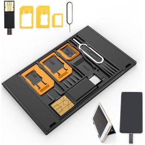Multifunctionele Cellphone Micro Sim Nano Standaard Sim Opslag Case Lichtgewicht 2-In-1 Tf Kaartlezer Micro-usb/Usb Eject Pin