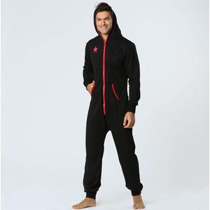 Mode Een Stuk Pyjama Mannen Trend Hooded Sleep Lounge Nachtkleding Rits Effen Trui Homewear Voor Volwassenen Mannen DS50983