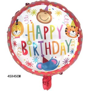 1Pc 18-Inch Gelukkige Verjaardag Ronde Ballon Aluminiumfolie Helium Ballonnen 1st Verjaardagsfeestje Decoraties Levert