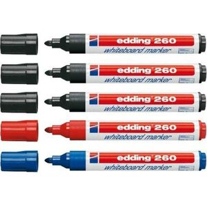 Edding 260 Whiteboard Pen 3 Zwart + 1 Blauw + 1 Rode 5 Pcs Briefpapier School Board Marker Kantoor Whiteboard blackboard Mark