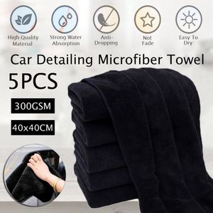5 Stks/set Car Care Polijsten Wassen Handdoeken Microvezels Auto Detailing Cleaning Zachte Doeken Thuis Venster 40X40cm Zwart