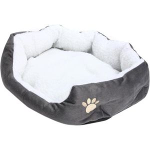 IALJ Top 50x40 cm Lamsvacht Hond Poot patroon Huisdier Nest Warm Wasbaar Bed Slapen Fleece Mand met kussen Voor Puppy Hond Kat