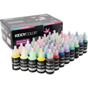 KIDDYCOLOR 40 3D Stof Verf Set Schoolbenodigdheden, Geurloos & niet-giftig voor Textiel, Stof, canvas, Hout, Keramiek, Glas